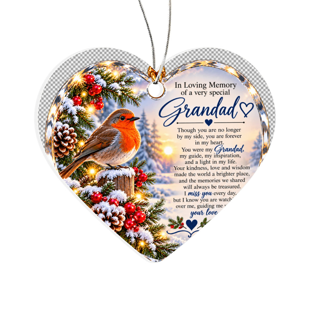 Grandad Memorial Heart-Shaped Christmas Tree Ornament – In Loving Memory