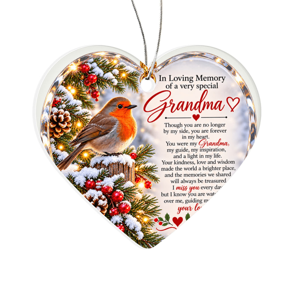 Grandma Memorial Heart-Shaped Christmas Tree Ornament – In Loving Memory