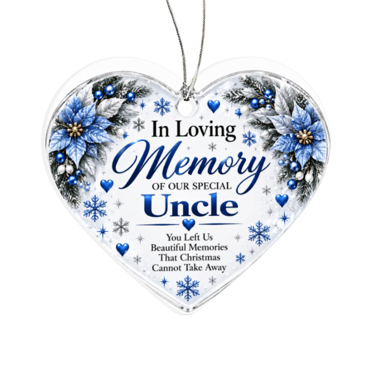 Uncle Memorial Heart-Shaped Christmas Tree Ornament – In Loving Memory Keepsake