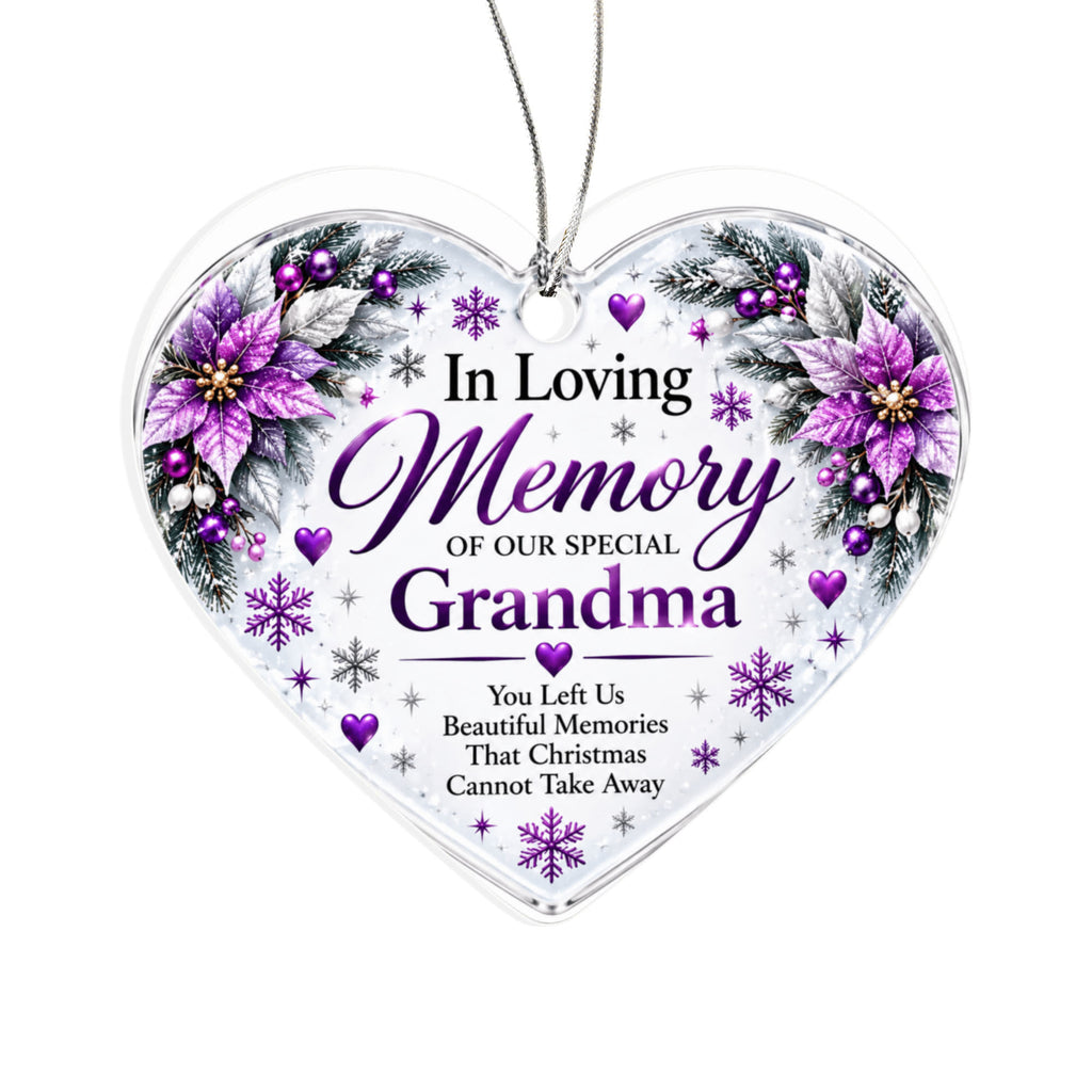 Grandma Memorial Heart Christmas Tree Ornament – In Loving Memory Keepsake