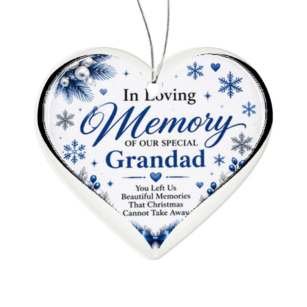 Grandad Memorial Heart Christmas Tree Ornament – In Loving Memory Keepsake