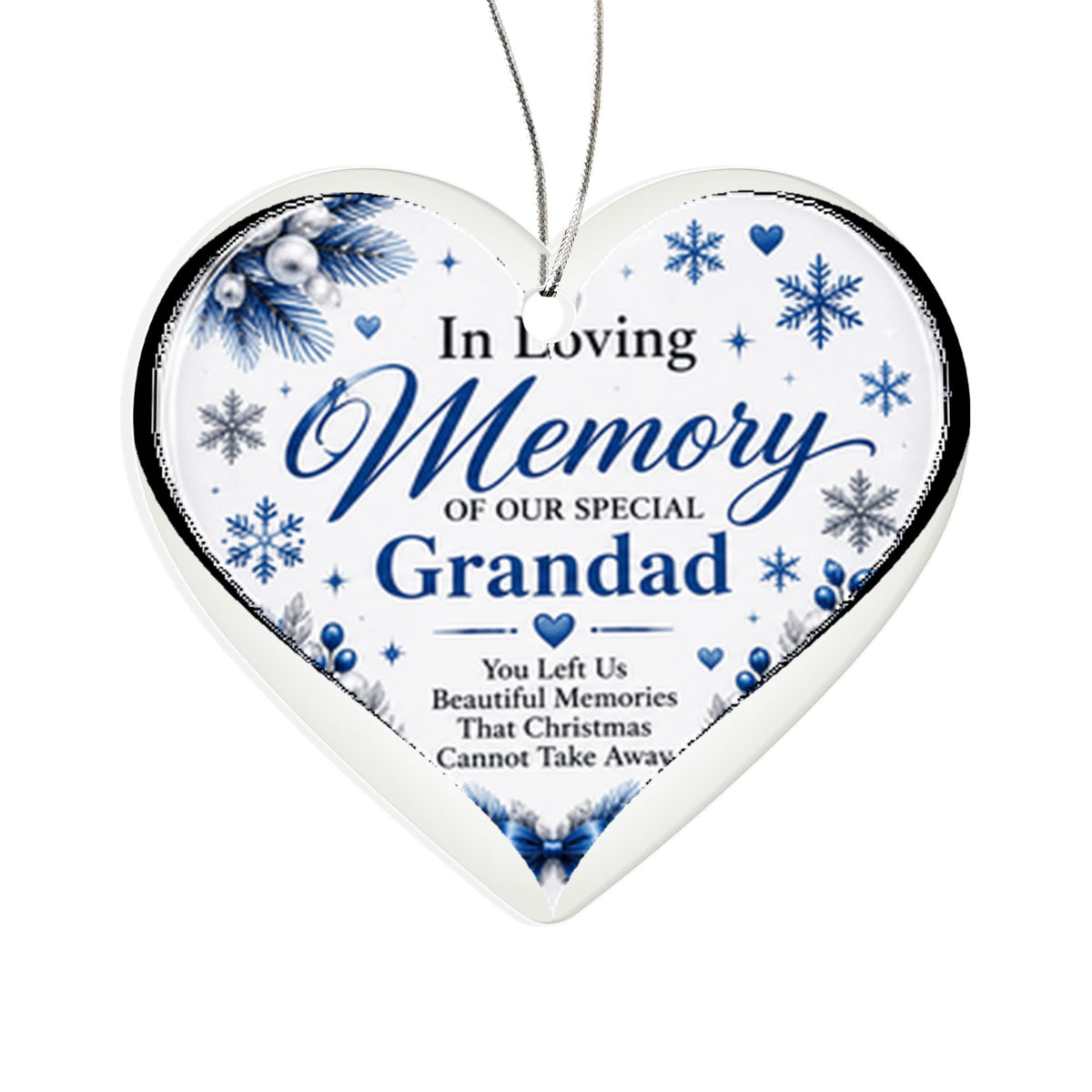 Grandad Memorial Heart Christmas Tree Ornament – In Loving Memory Keepsake