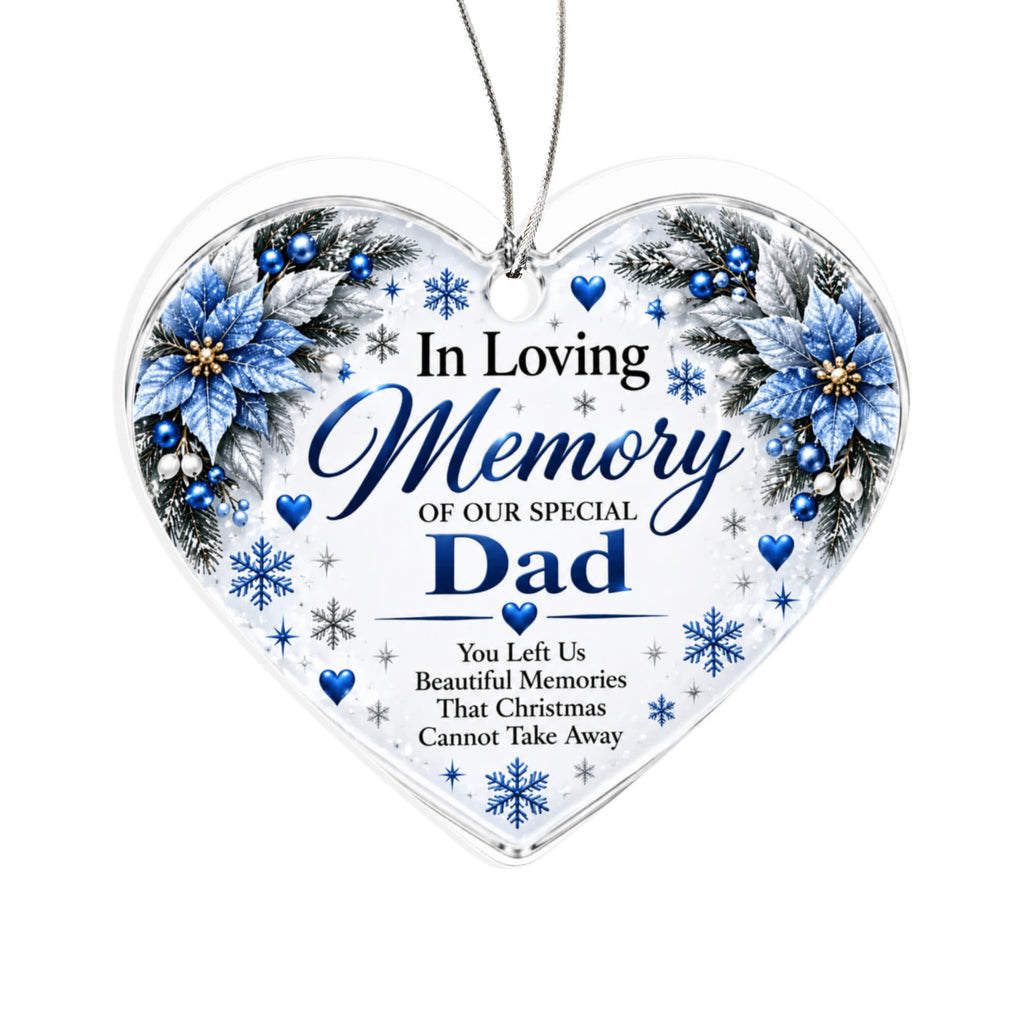 Dad Memorial Heart-Shaped Christmas Tree Ornament – In Loving Memory Keepsake
