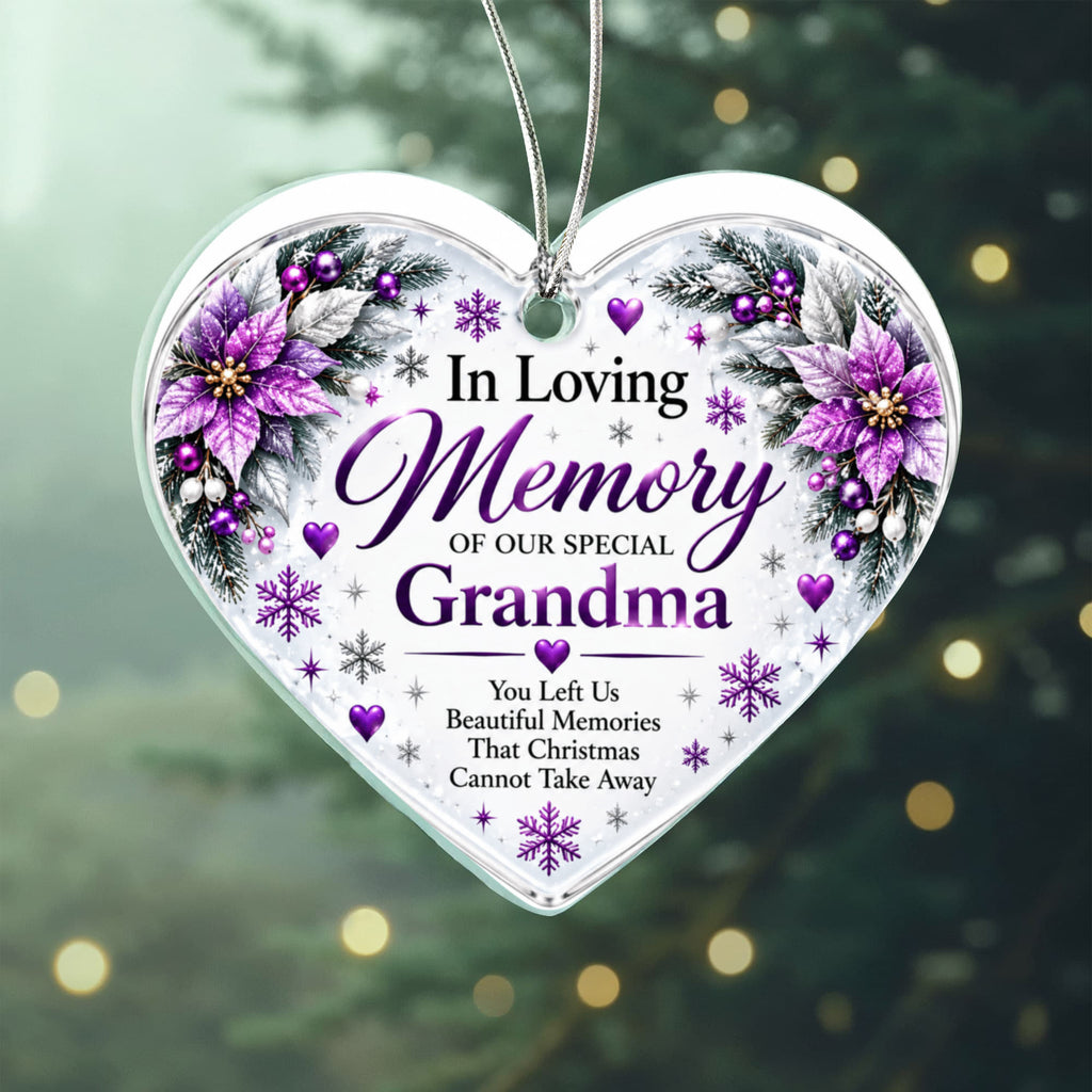 Grandma Memorial Heart Christmas Tree Ornament – In Loving Memory Keepsake