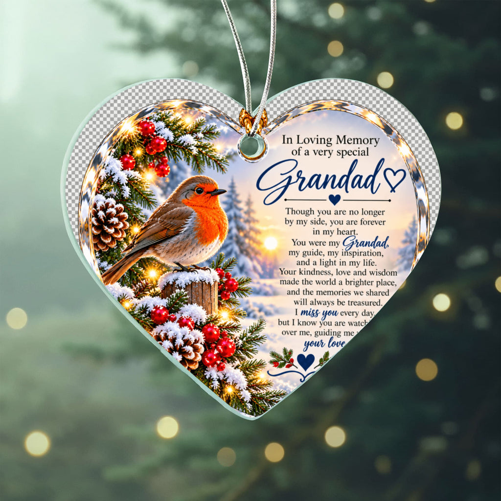 Grandad Memorial Heart-Shaped Christmas Tree Ornament – In Loving Memory