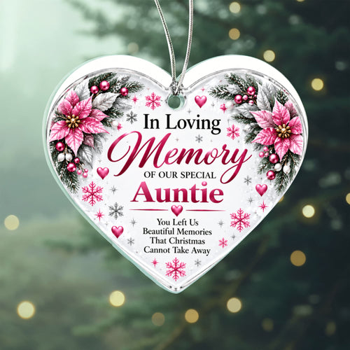 Auntie Memorial Heart-Shaped Christmas Tree Ornament – In Loving Memory Keepsake