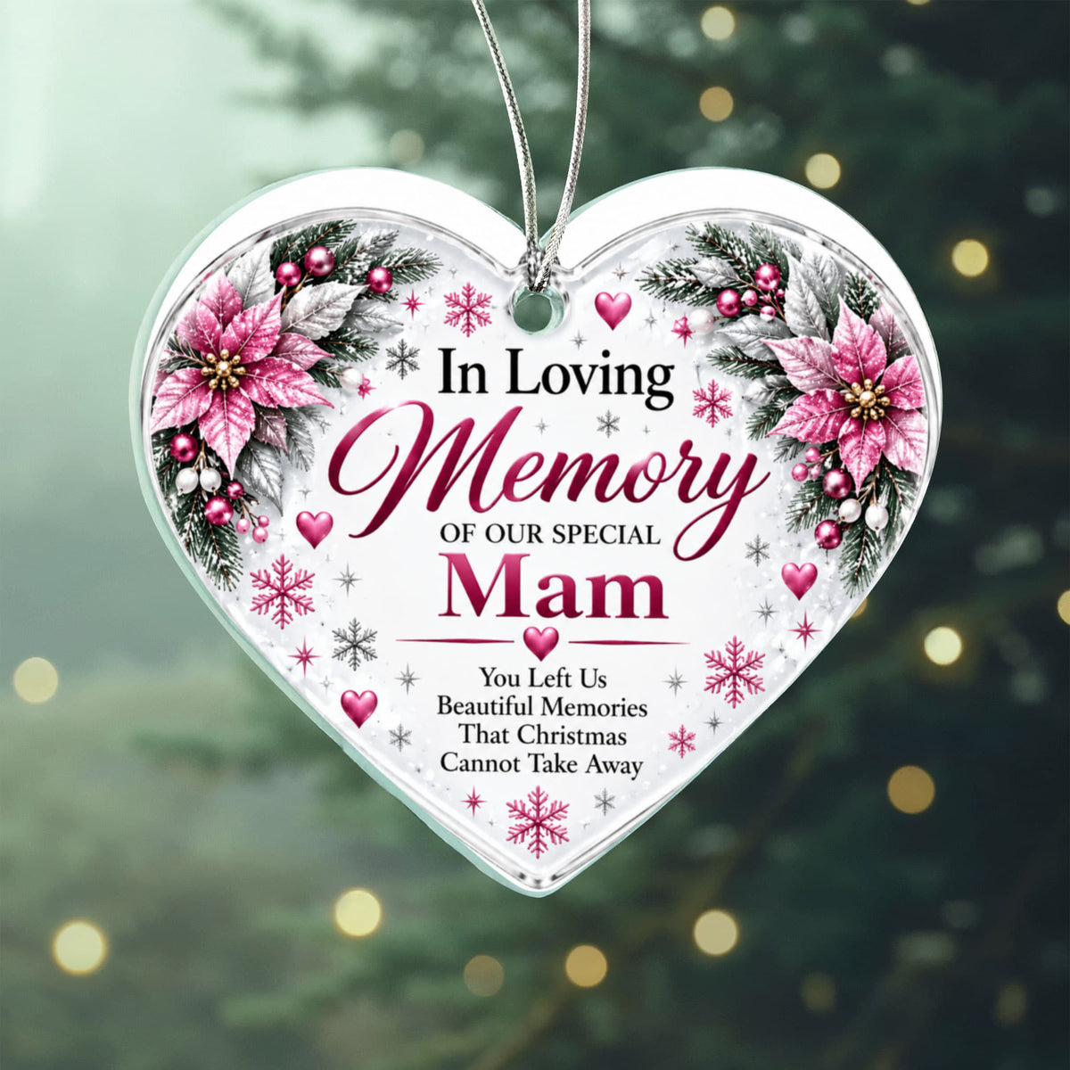 Mam Memorial Heart-Shaped Christmas Tree Ornament – In Loving Memory Keepsake