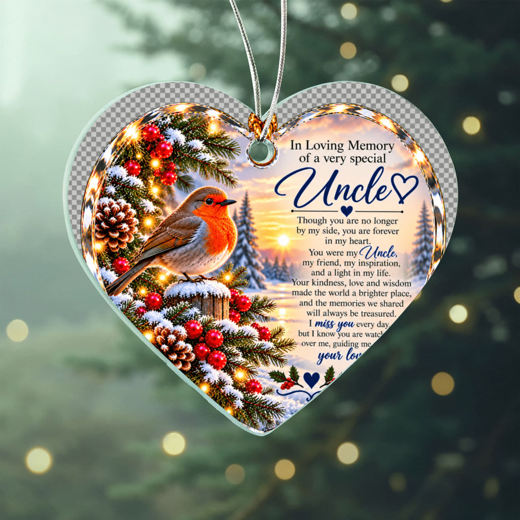 Uncle Memorial Heart-Shaped Christmas Tree Ornament – In Loving Memory