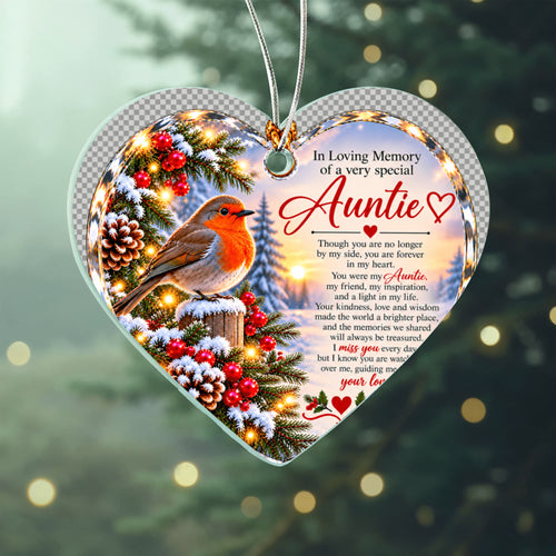 Auntie Memorial Heart-Shaped Christmas Tree Ornament – In Loving Memory
