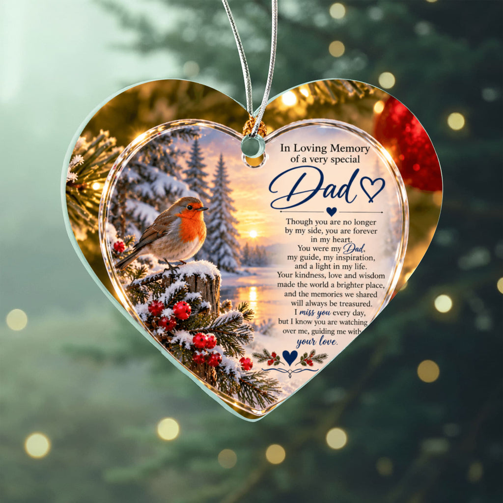 Dads Memorial Heart-Shaped Christmas Tree Ornament – In Loving Memory