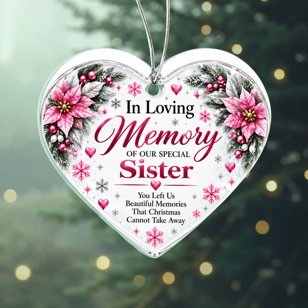 Sister Memorial Heart-Shaped Christmas Tree Ornament – In Loving Memory Keepsake