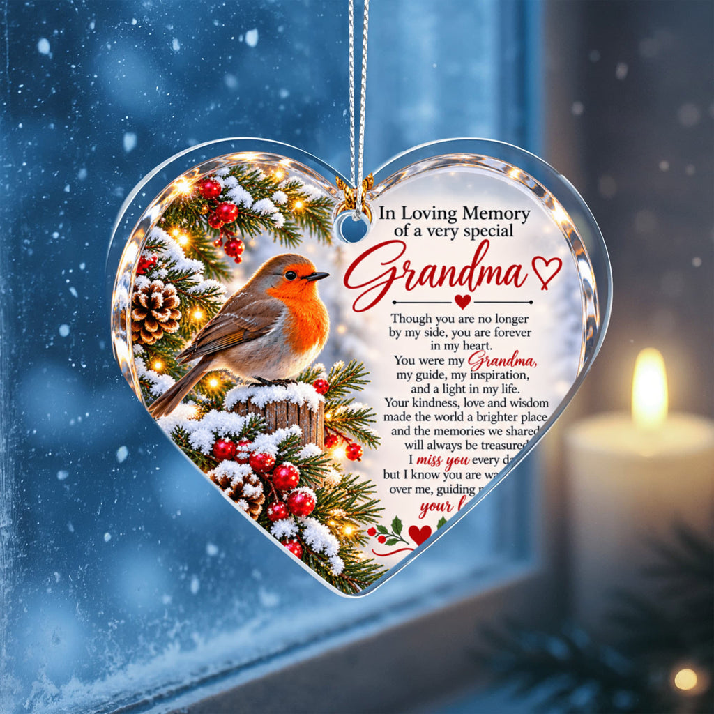 Grandma Memorial Heart-Shaped Christmas Tree Ornament – In Loving Memory