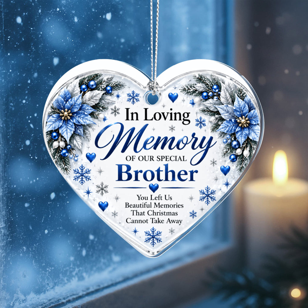 Brother Memorial Heart-Shaped Christmas Tree Ornament – In Loving Memory Keepsake