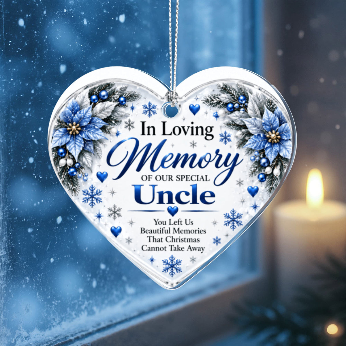 Uncle Memorial Heart-Shaped Christmas Tree Ornament – In Loving Memory Keepsake