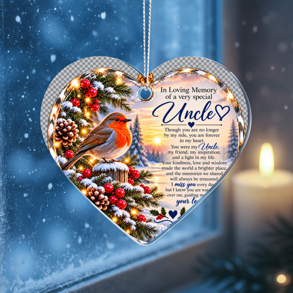 Uncle Memorial Heart-Shaped Christmas Tree Ornament – In Loving Memory