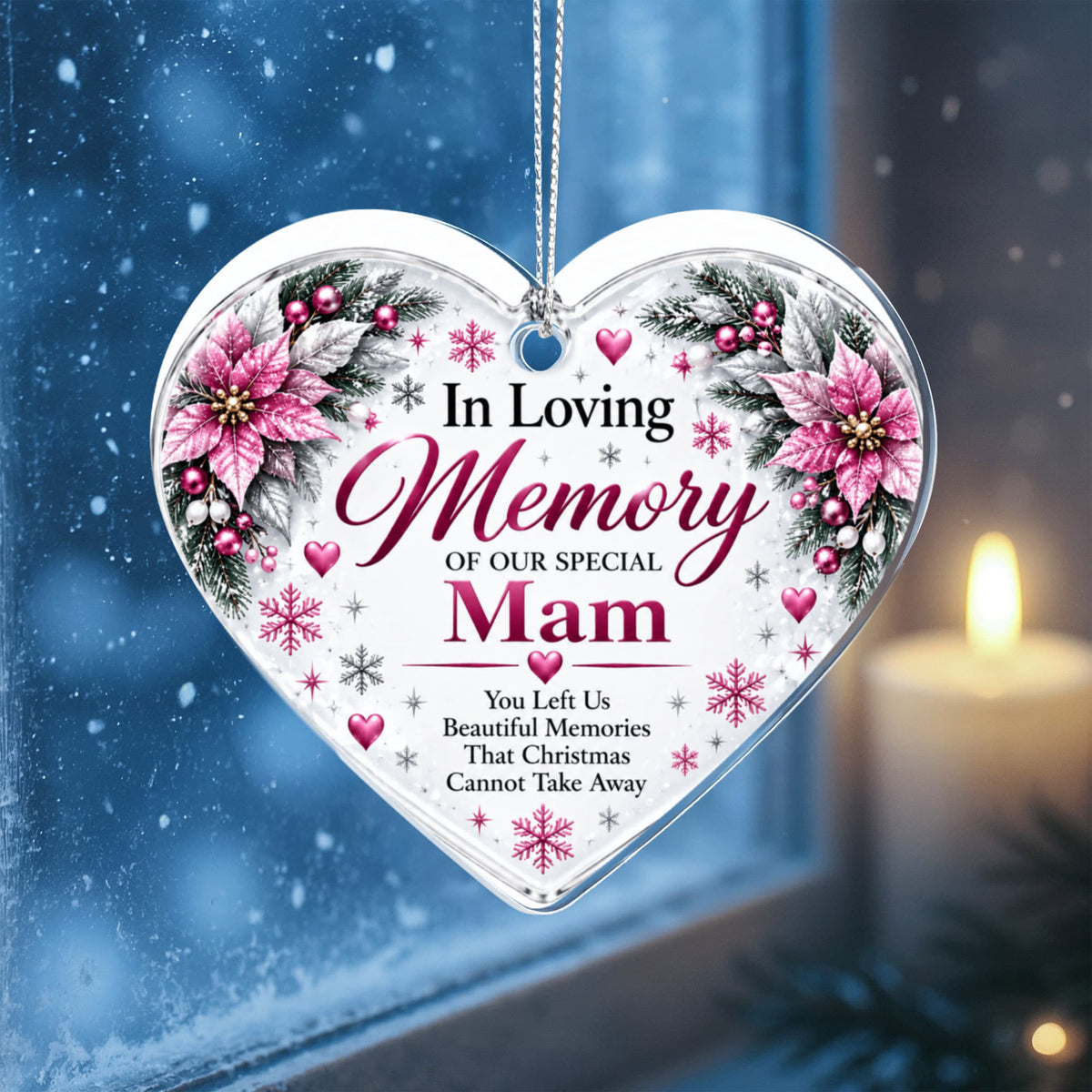 Mam Memorial Heart-Shaped Christmas Tree Ornament – In Loving Memory Keepsake
