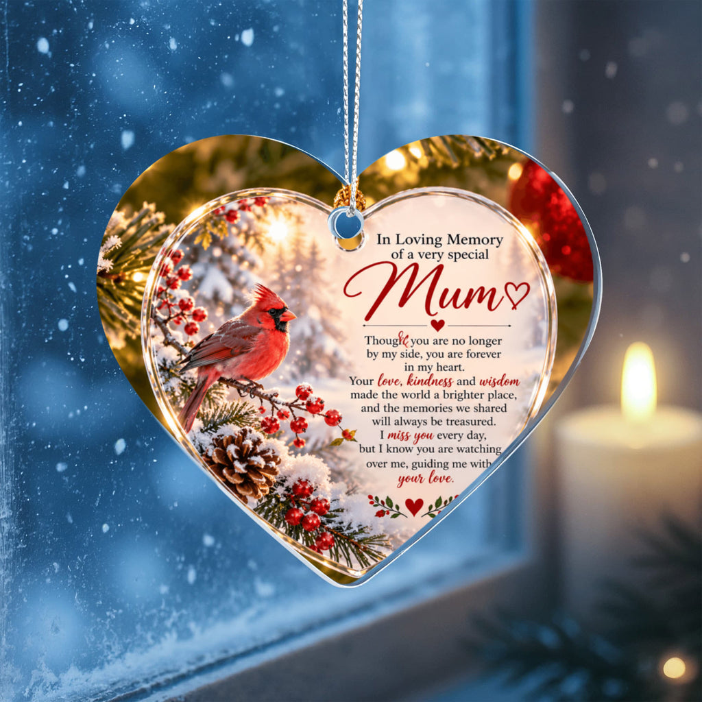 Mum Memorial Heart-Shaped Christmas Tree Ornament – In Loving Memory