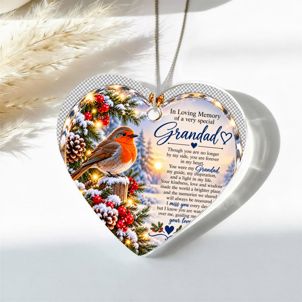 Grandad Memorial Heart-Shaped Christmas Tree Ornament – In Loving Memory