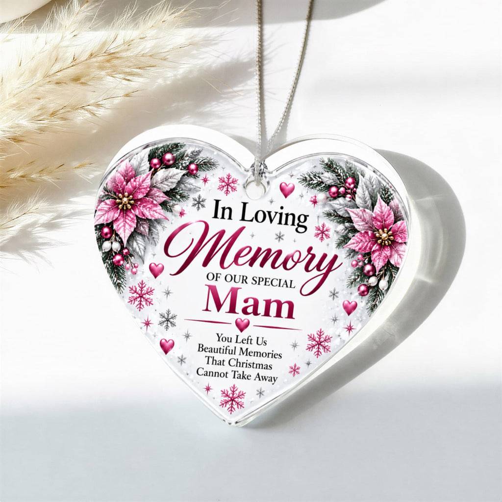 Mam Memorial Heart-Shaped Christmas Tree Ornament – In Loving Memory Keepsake