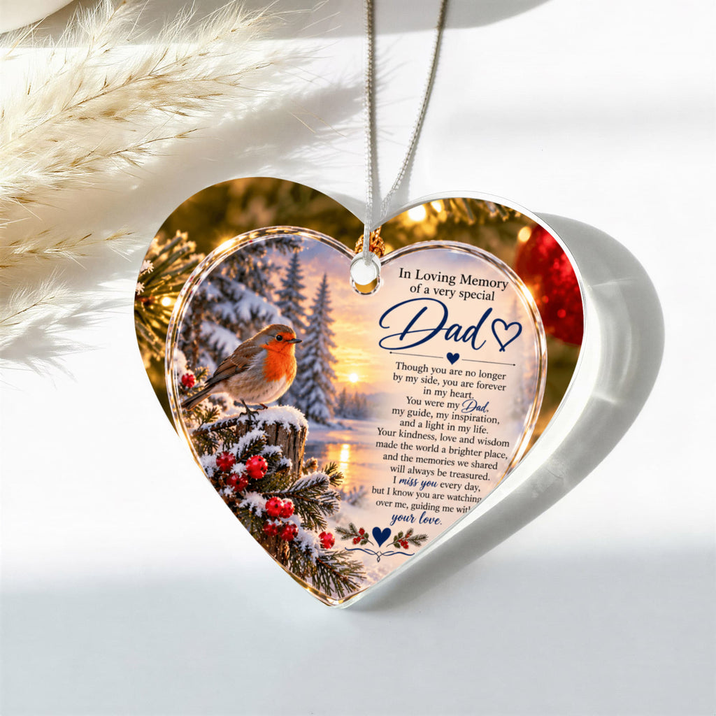 Dads Memorial Heart-Shaped Christmas Tree Ornament – In Loving Memory