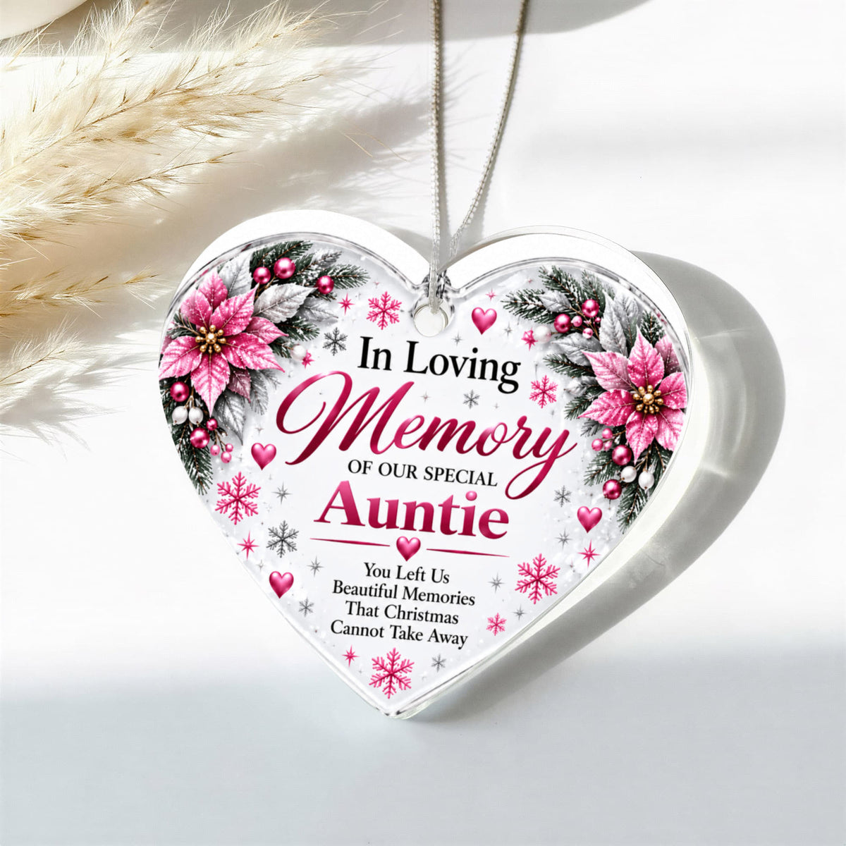 Auntie Memorial Heart-Shaped Christmas Tree Ornament – In Loving Memory Keepsake