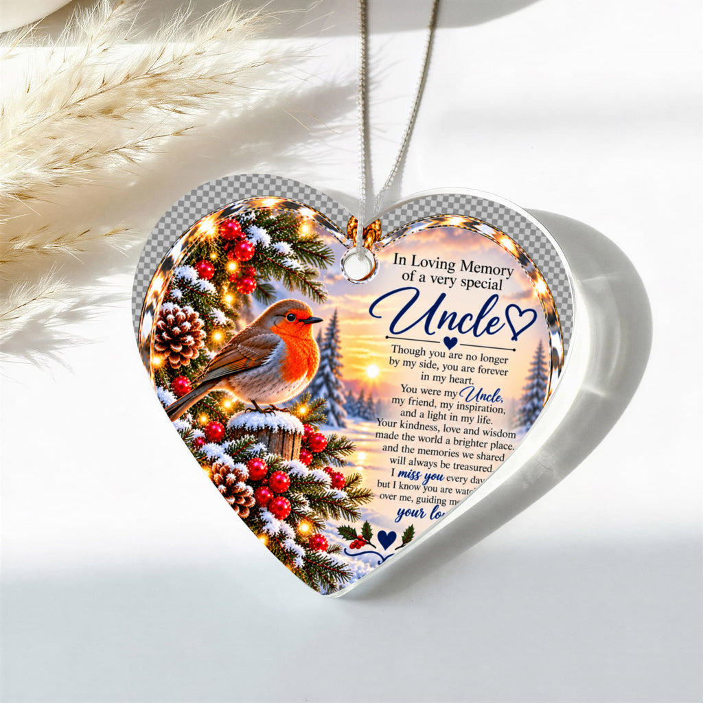 Uncle Memorial Heart-Shaped Christmas Tree Ornament – In Loving Memory