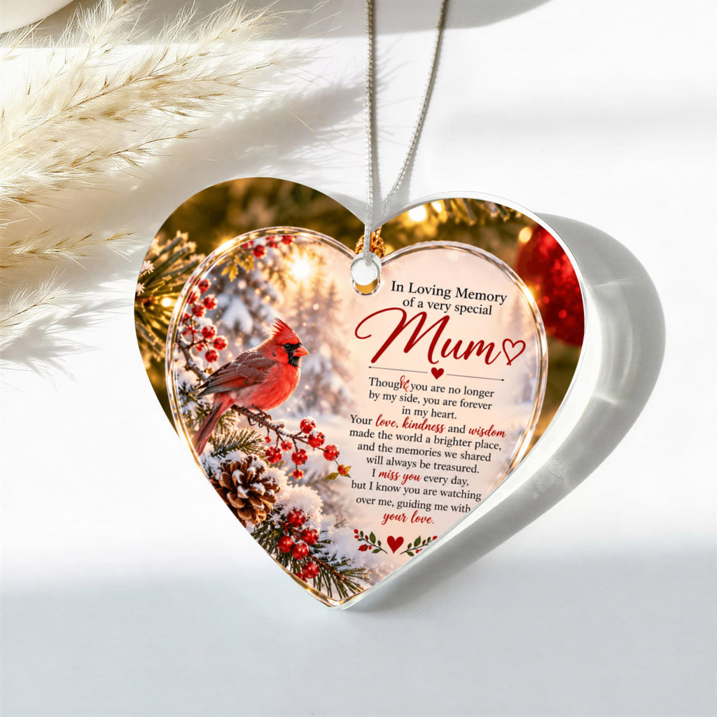 Mum Memorial Heart-Shaped Christmas Tree Ornament – In Loving Memory
