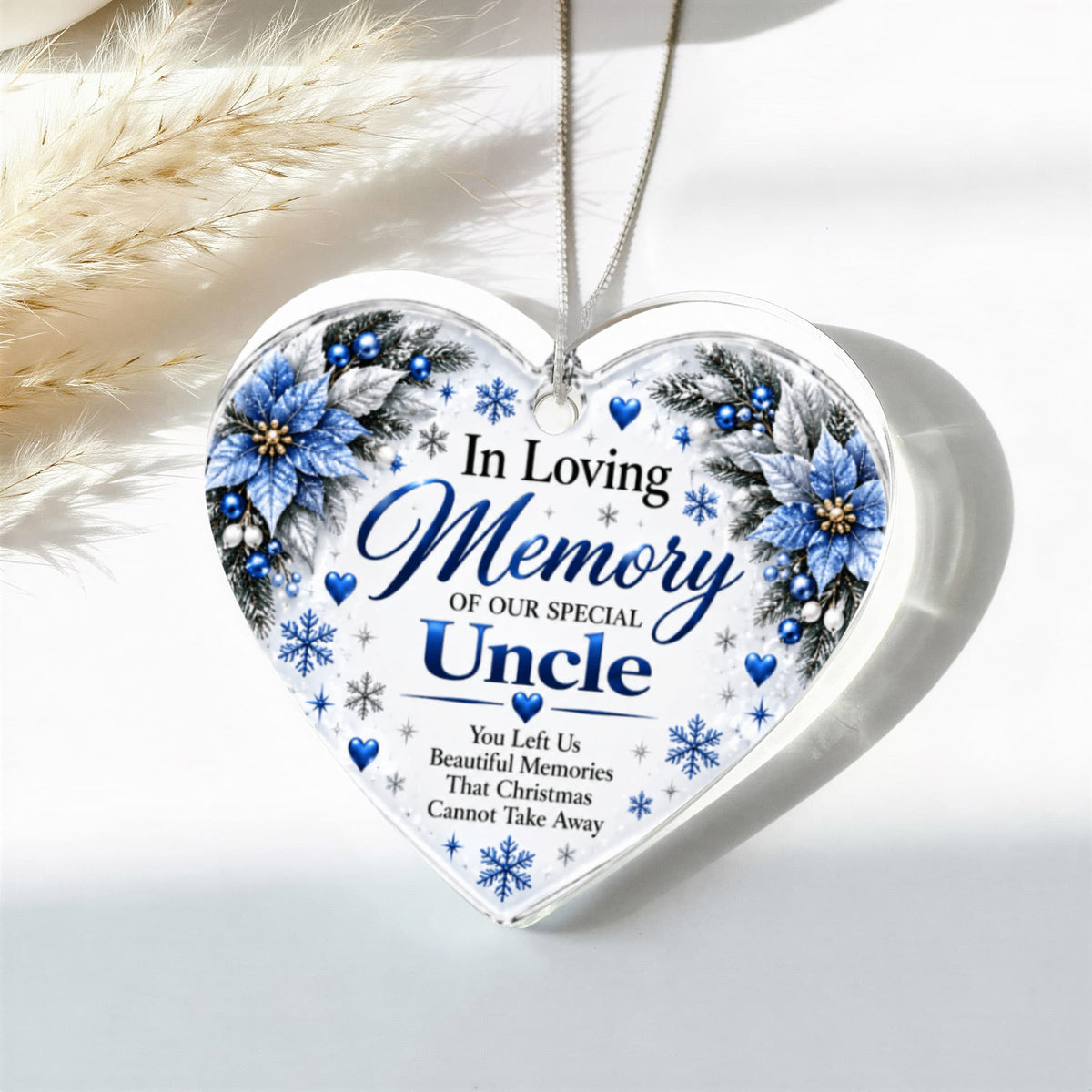 Uncle Memorial Heart-Shaped Christmas Tree Ornament – In Loving Memory Keepsake