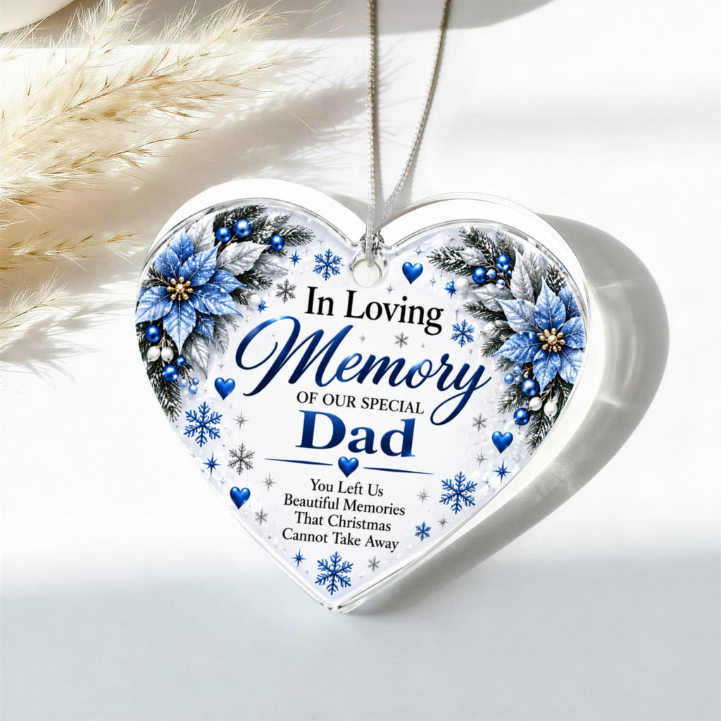 Dad Memorial Heart-Shaped Christmas Tree Ornament – In Loving Memory Keepsake