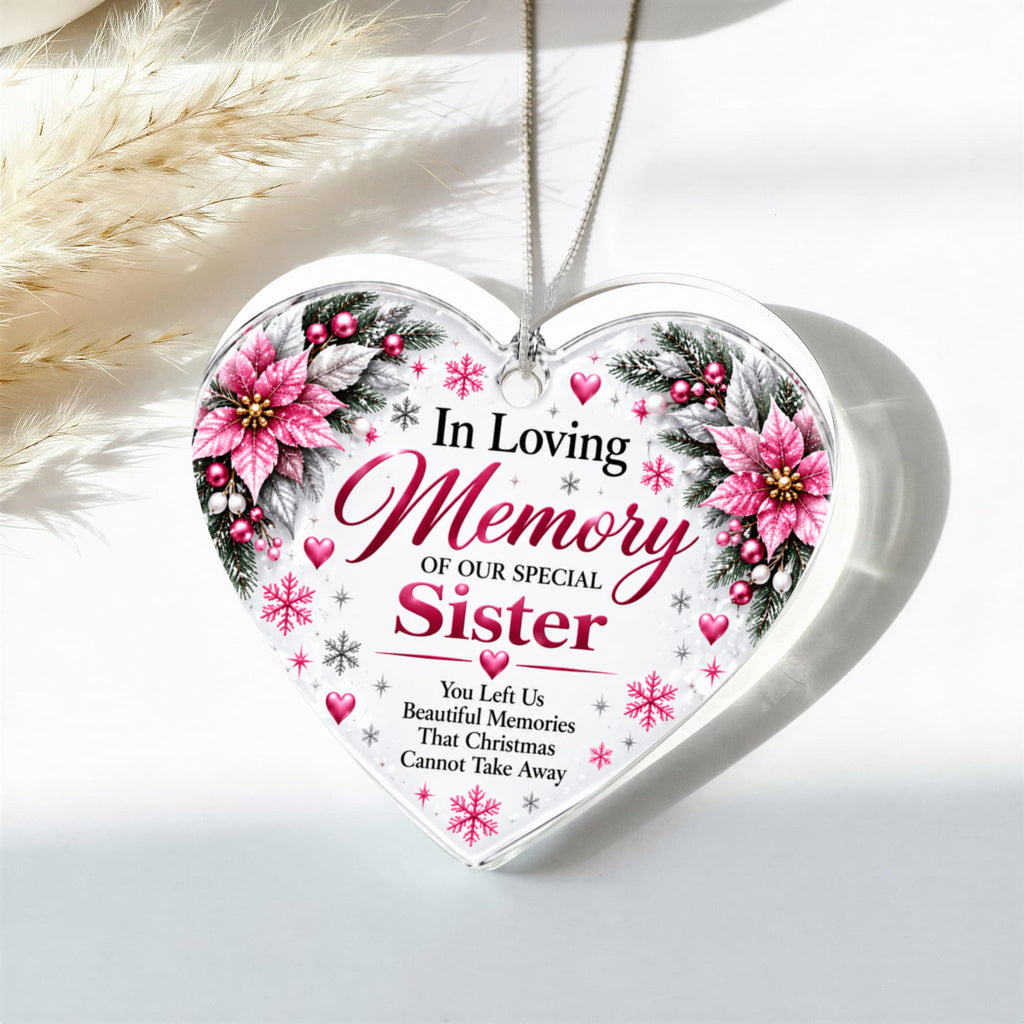 Sister Memorial Heart-Shaped Christmas Tree Ornament – In Loving Memory Keepsake