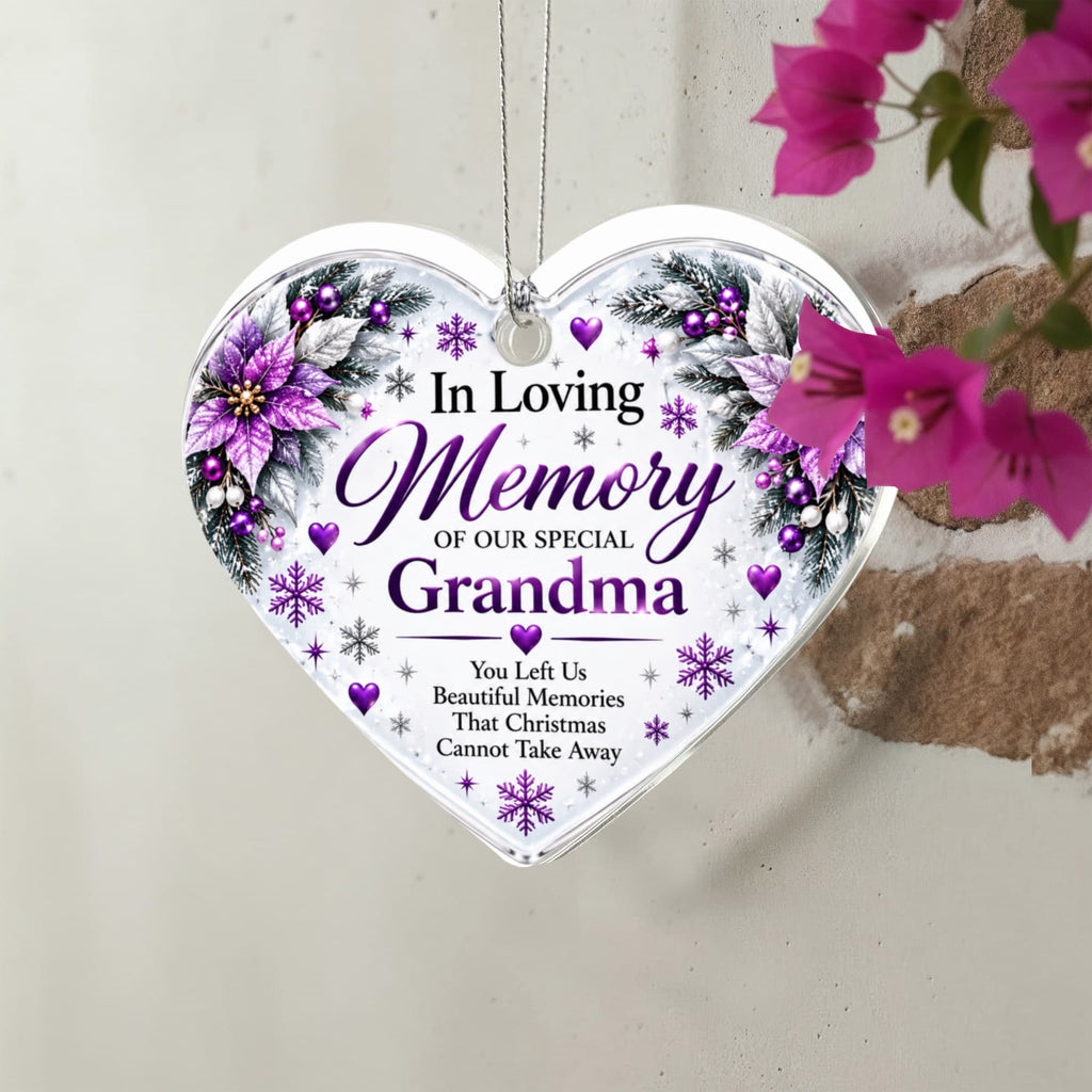 Grandma Memorial Heart Christmas Tree Ornament – In Loving Memory Keepsake
