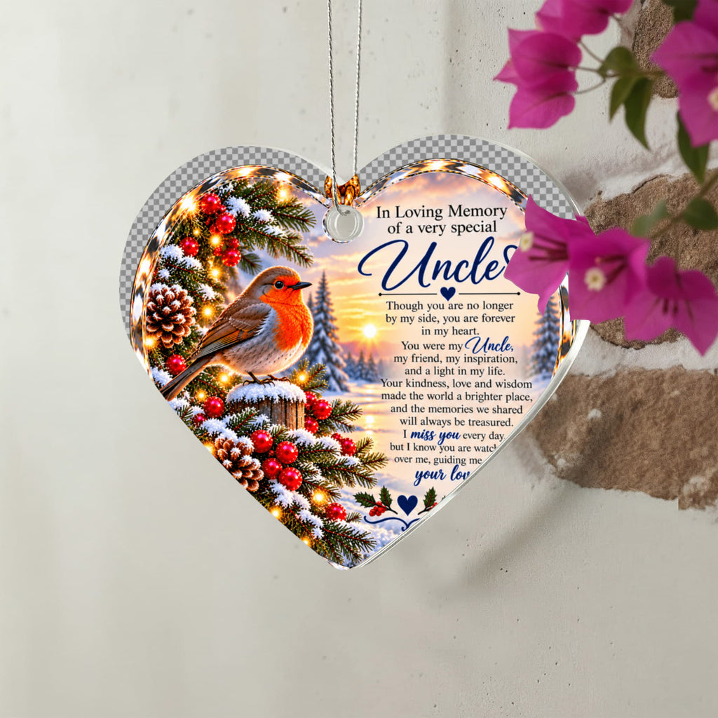 Uncle Memorial Heart-Shaped Christmas Tree Ornament – In Loving Memory