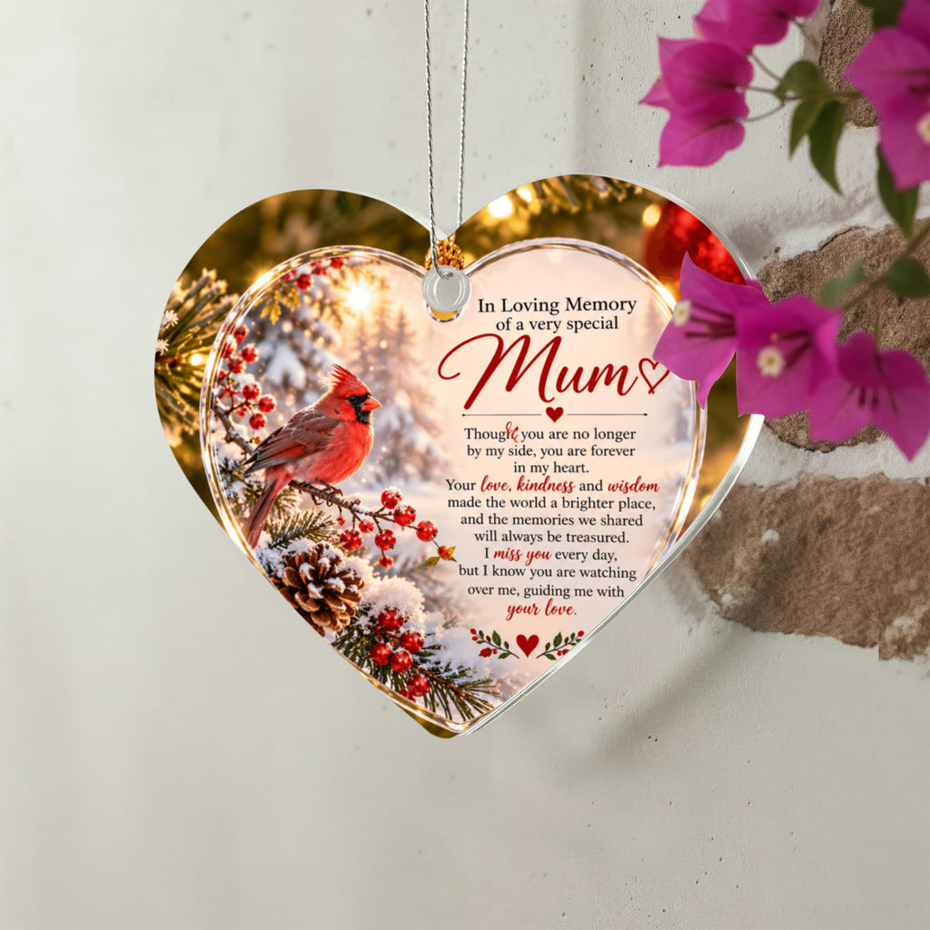 Mum Memorial Heart-Shaped Christmas Tree Ornament – In Loving Memory