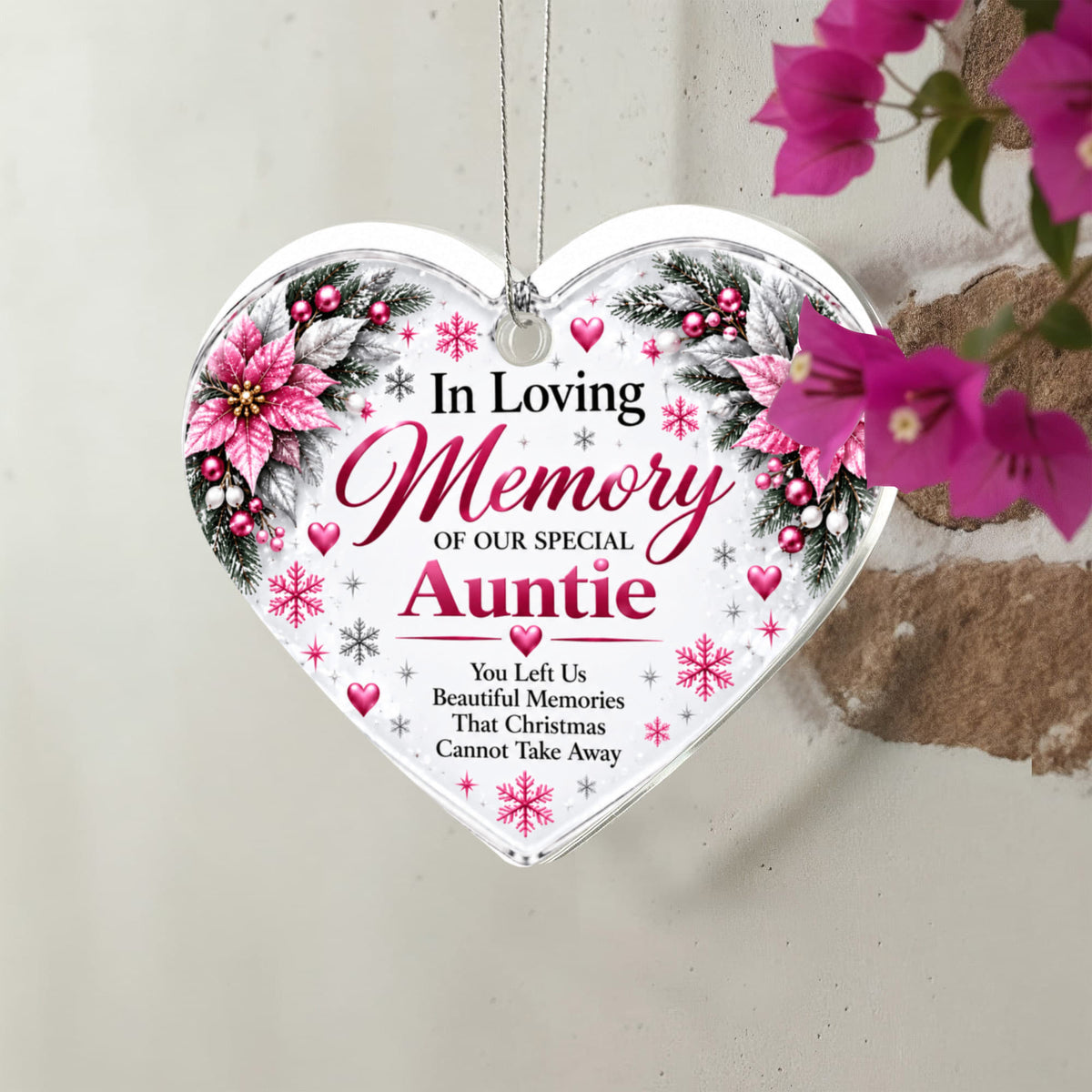 Auntie Memorial Heart-Shaped Christmas Tree Ornament – In Loving Memory Keepsake
