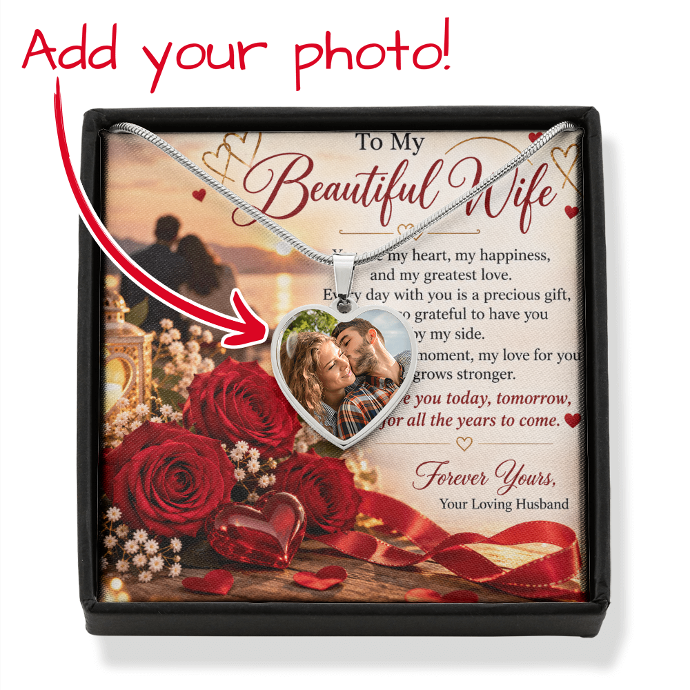 Wife Gift Personalised Buyer Upload Heart Necklace – Custom Photo Jewellery