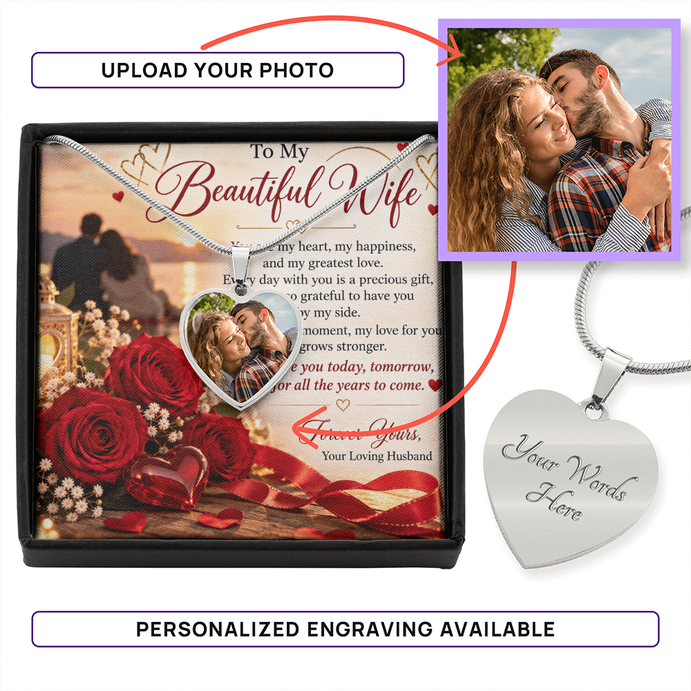 Wife Gift Personalised Buyer Upload Heart Necklace – Custom Photo Jewellery