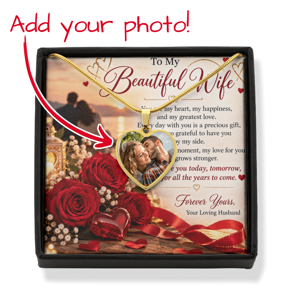Wife Gift Personalised Buyer Upload Heart Necklace – Custom Photo Jewellery