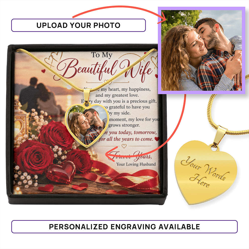 Wife Gift Personalised Buyer Upload Heart Necklace – Custom Photo Jewellery