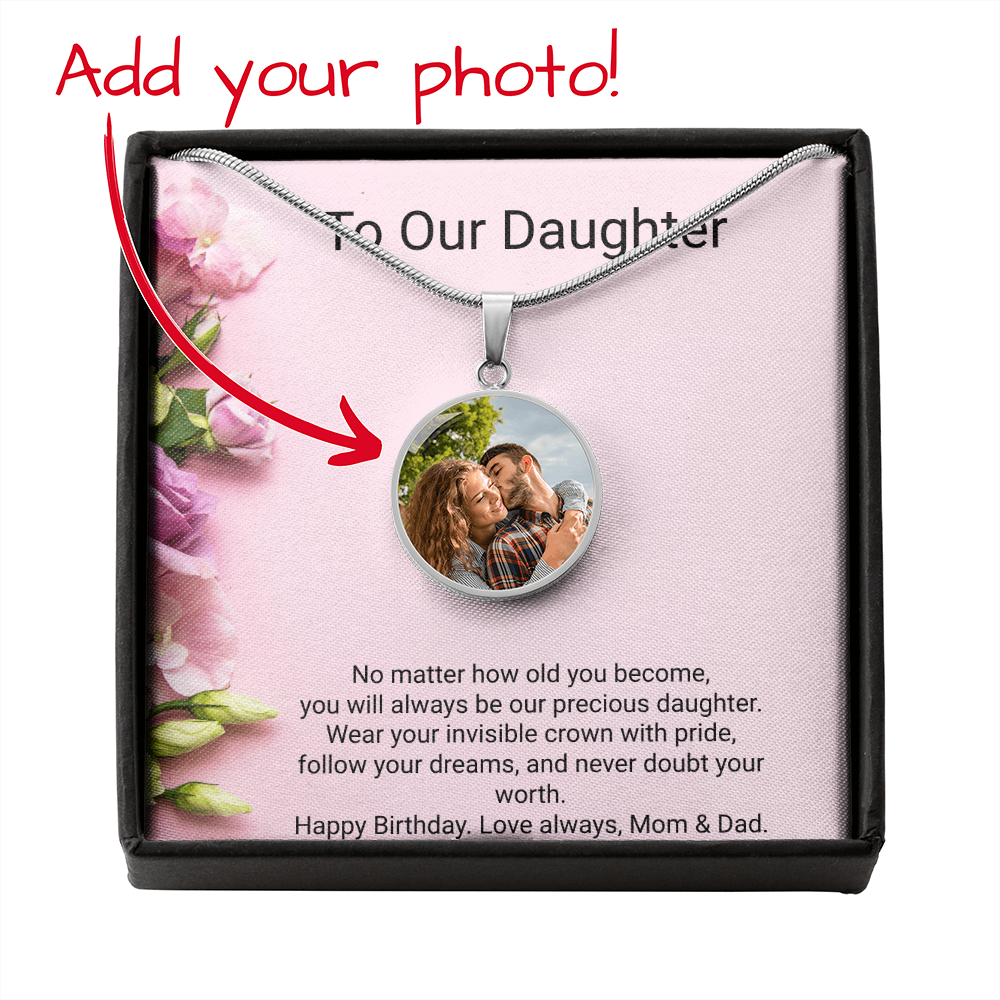 Daughter's Birthday Circle Necklace with Photo Upload | Personalised Keepsake Gift