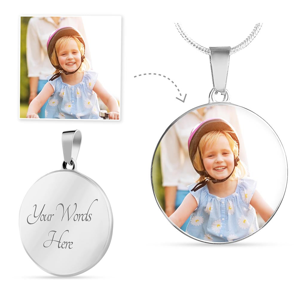 Personalised Daughter's Birthday Circle Necklace with Photo & Engraving | Heartfelt Keepsake Gift