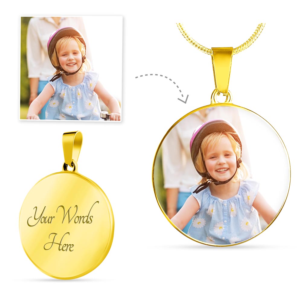 Personalised Daughter's Birthday Circle Necklace with Photo & Engraving | Heartfelt Keepsake Gift