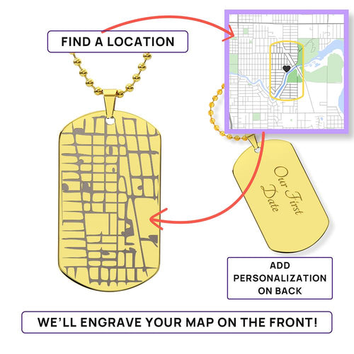 Custom Engraved Map Dog Tag – Meaningful Gift for Him